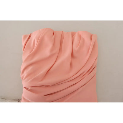 Dolce & Gabbana Pink Silk Stretch Strapless Sheath Midi Dress