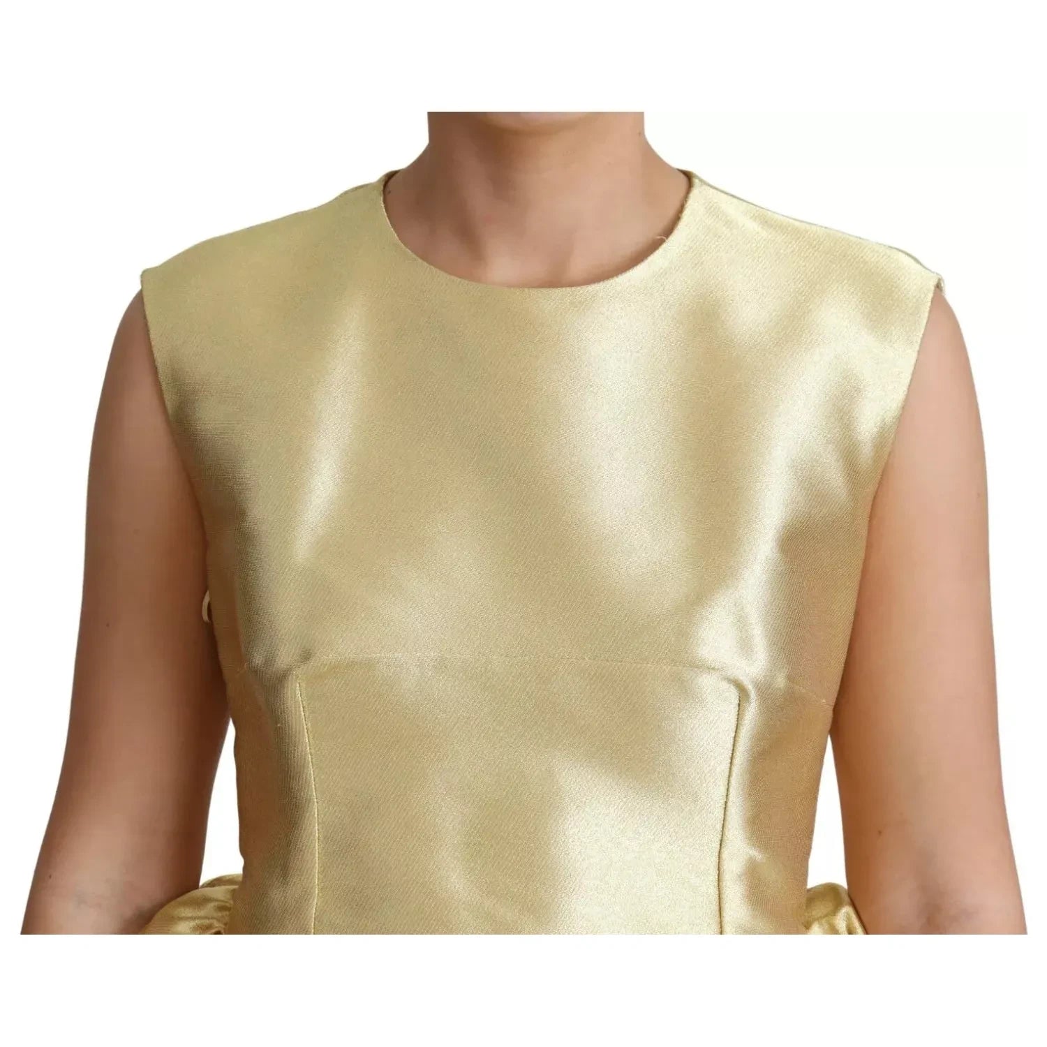 Dolce & Gabbana Gold Polyester Sleeveless A-line Tulle Dress