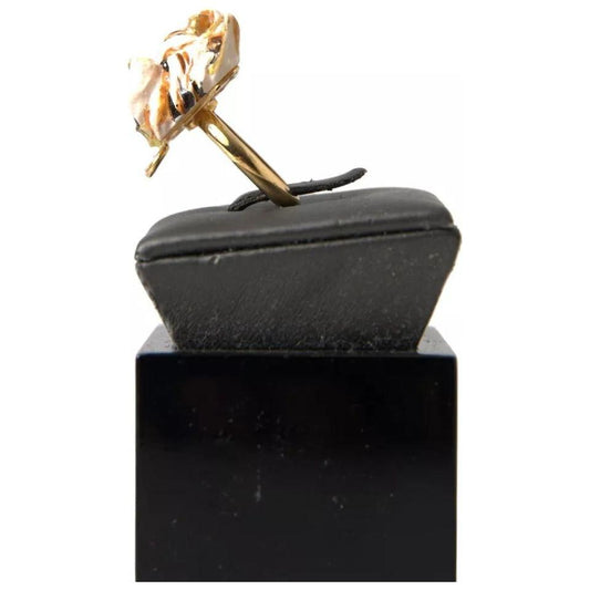 Dolce & Gabbana Gold Brass Resin Beige Dog Pet Accessory Ring SMY101151-6