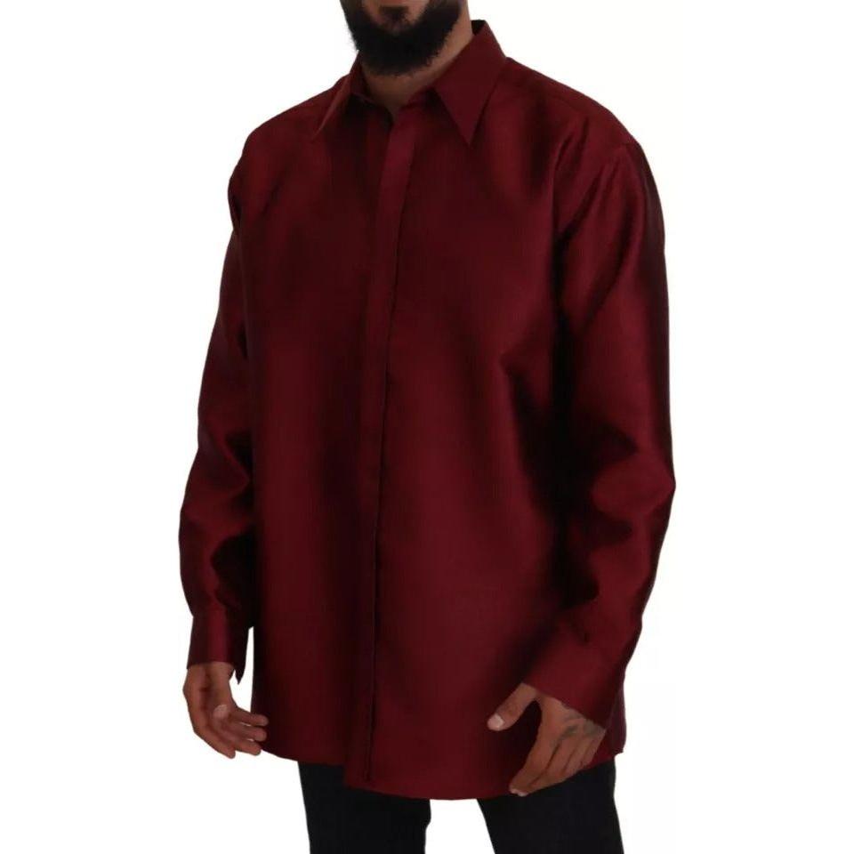 Dolce & Gabbana Bordeaux Cotton Long Sleeve Men Formal Shirt JKT3586-40