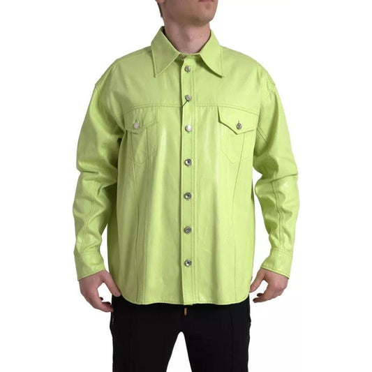 Dolce & Gabbana Green Cotton Collared Casual Button Down Shirt TSH84155-41