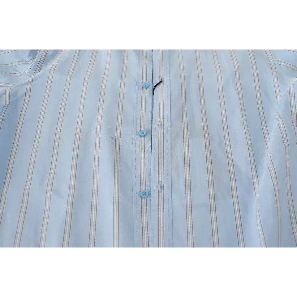 Dolce & Gabbana Blue Striped Silk Formal Dress MARTINI Shirt TSH6439-39