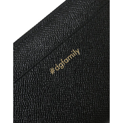 Dolce & Gabbana Black Blue Leather #DGFAMILY Zipper Continental Men Wallet