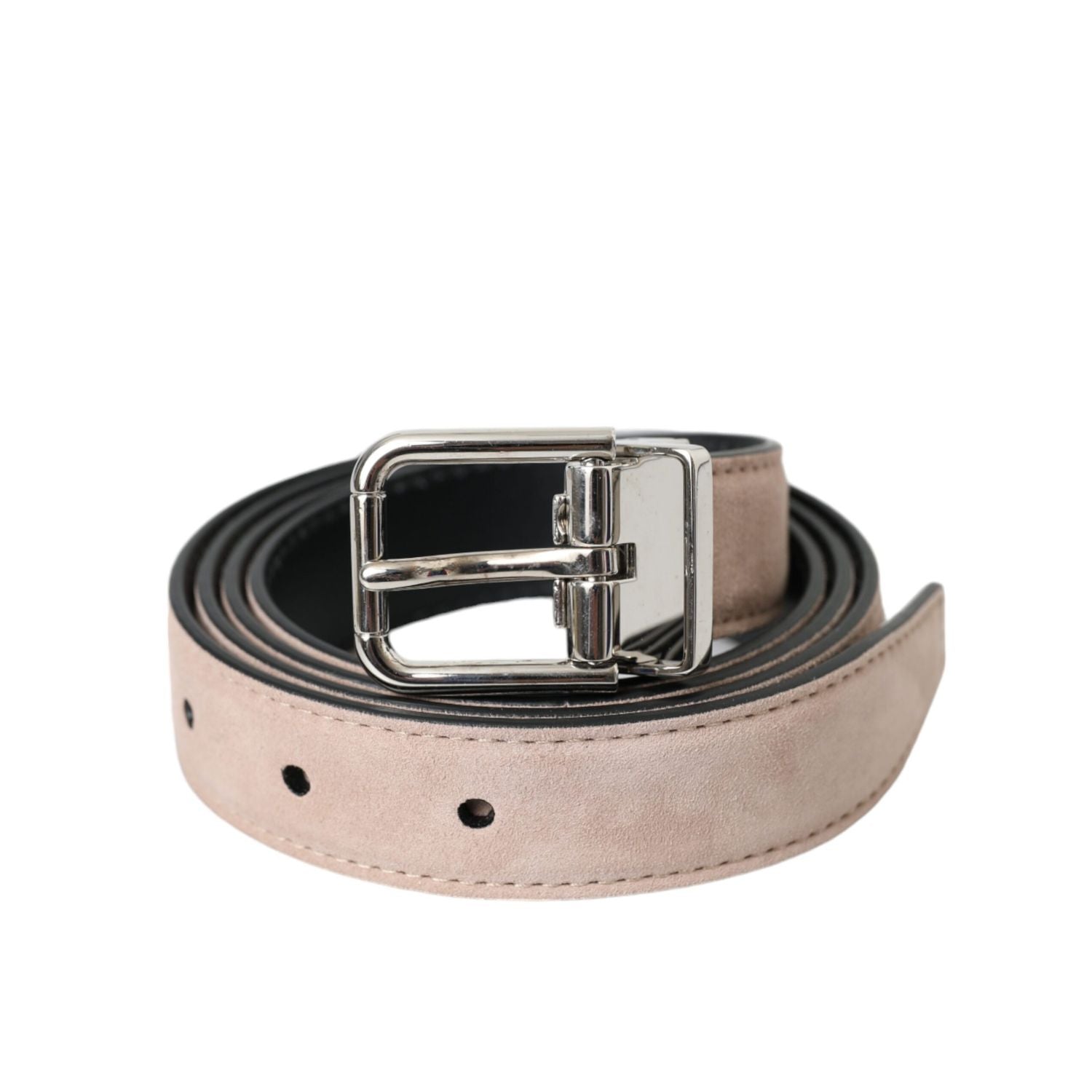 Dolce & Gabbana Beige Suede Leather Silver Buckle Belt Men