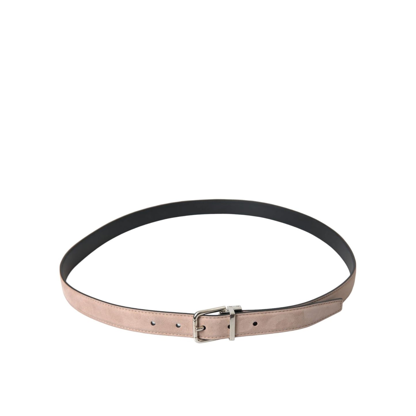 Dolce & Gabbana Beige Suede Leather Silver Buckle Belt Men