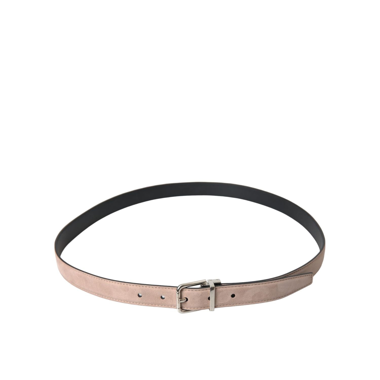 Dolce & Gabbana Beige Suede Leather Silver Buckle Belt Men