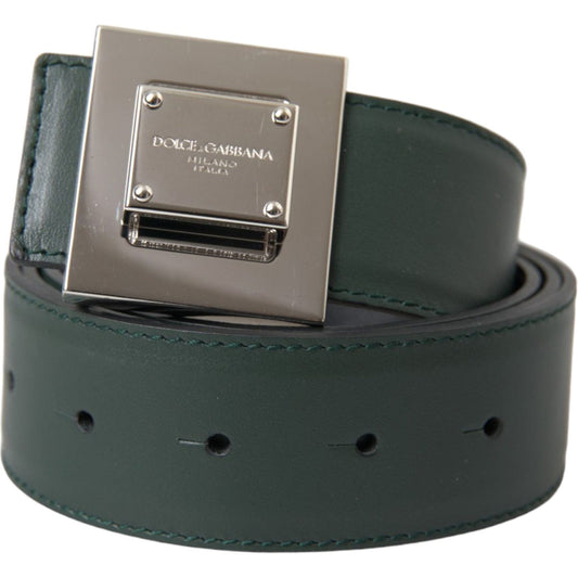 Dolce & Gabbana Green Calf Leather Square Metal Buckle Belt WMB404-80