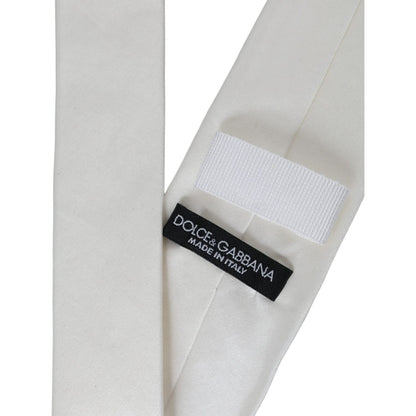 Dolce & Gabbana White Silk Blend Adjustable Tie Men