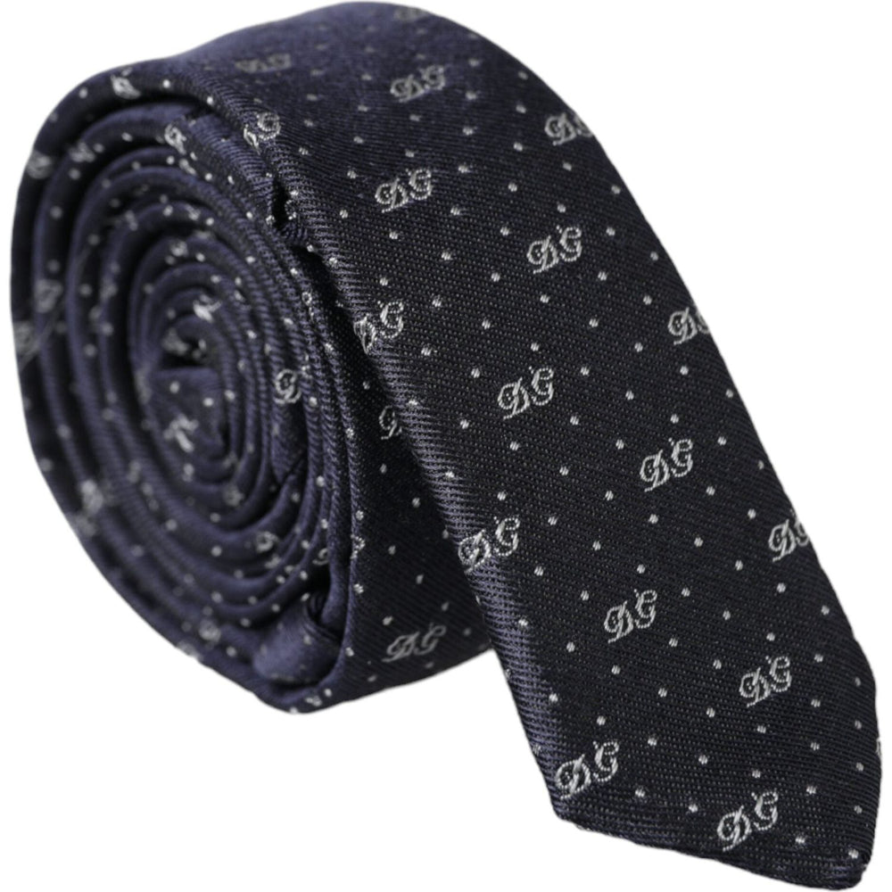 Dolce & Gabbana Blue DG Logo 100% Silk Adjustable Tie KRA3291