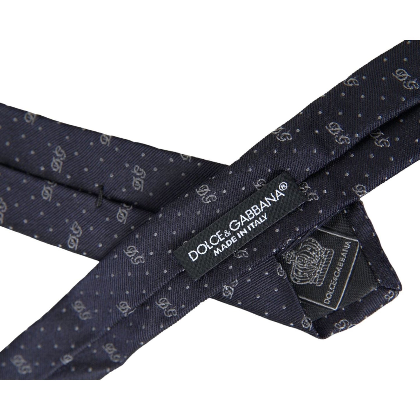 Dolce & Gabbana Blue DG Logo 100% Silk Adjustable Tie KRA3291