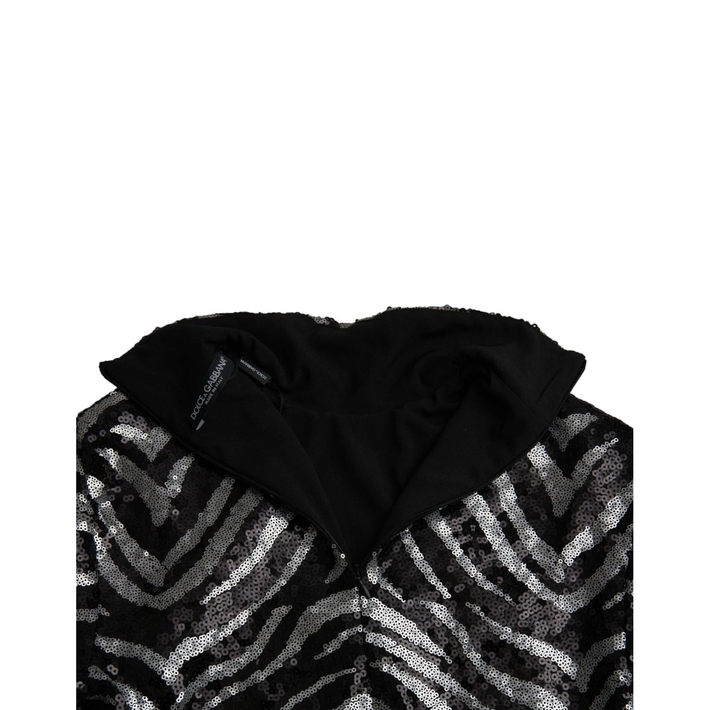 Dolce & Gabbana Black Silver Sequined Polyester Sweater