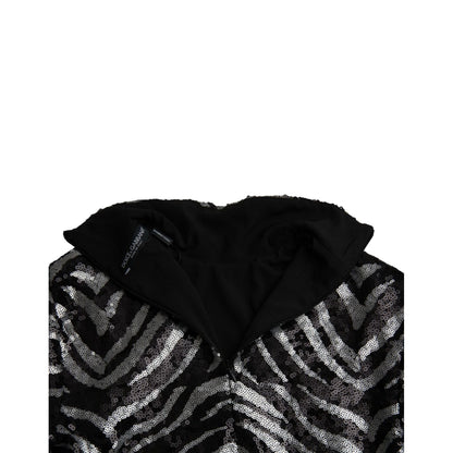 Dolce & Gabbana Black Silver Sequined Polyester Sweater
