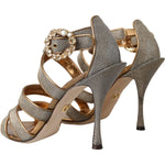 Dolce & Gabbana Bronze Crystal Strap Heels Sandals Shoes LA11158-37