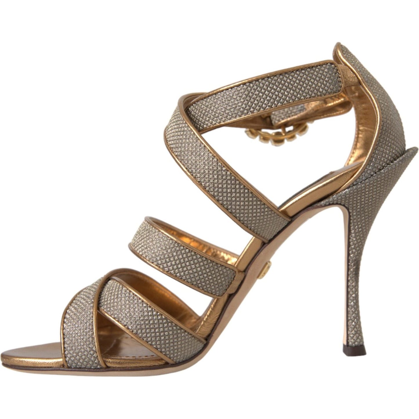 Dolce & Gabbana Bronze Crystal Strap Heels Sandals Shoes LA11158-37
