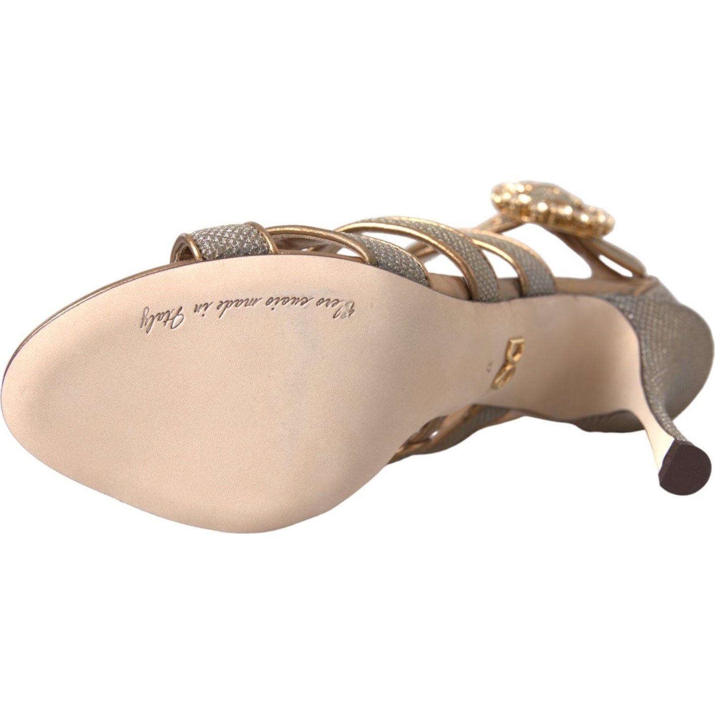 Dolce & Gabbana Bronze Crystal Strap Heels Sandals Shoes LA11158-37