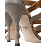 Dolce & Gabbana Bronze Crystal Strap Heels Sandals Shoes LA11158-37