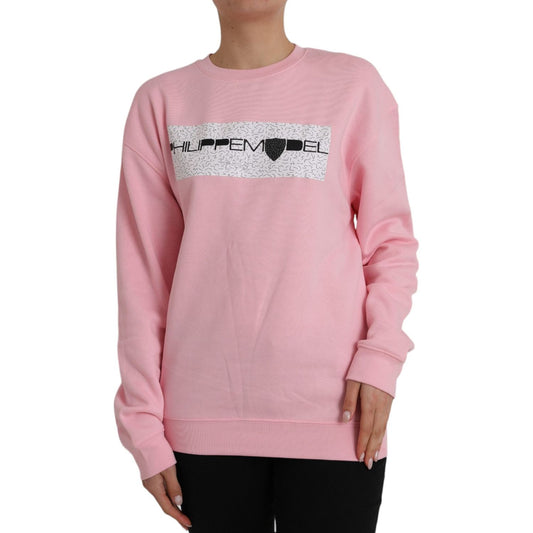 Philippe Model Pink Cotton Logo Print Long Sleeves Pullover Sweater