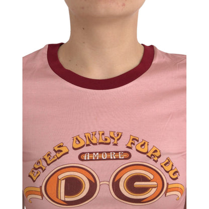 Dolce & Gabbana Pink Cotton Short Sleeves Crew Neck T-shirt