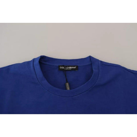 Dolce & Gabbana Blue Logo Print Crewneck Cotton T-shirt TSH83097-44