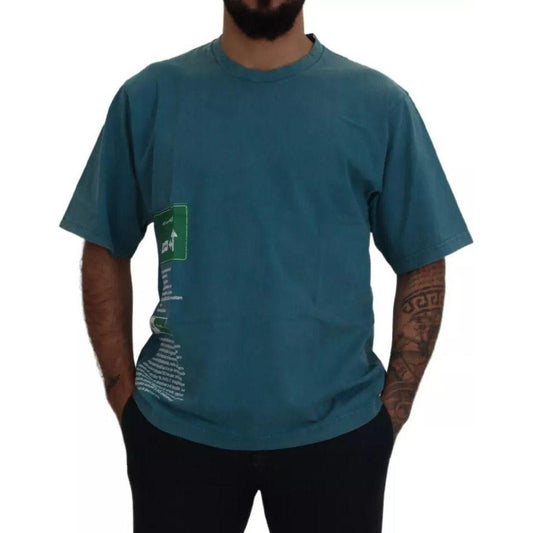 Dolce & Gabbana Blue Logo Print Crewneck Tee Cotton T-shirt TSH83080#-52