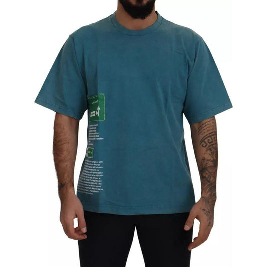 Dolce & Gabbana Blue Logo Print Crewneck Tee Cotton T-shirt TSH83080#-52