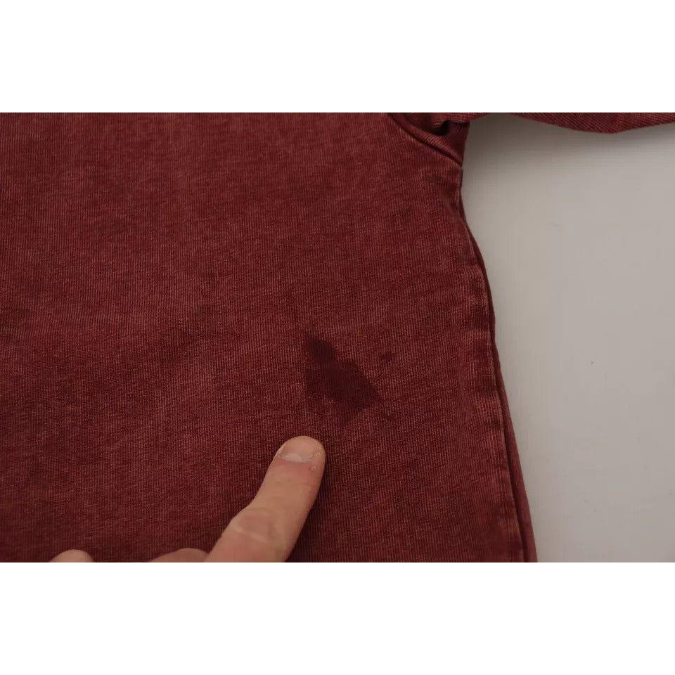 Dolce & Gabbana Maroon Printed Crewneck Tee Cotton T-shirt