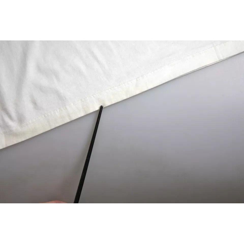 Dolce & Gabbana White Logo Floral Cotton Crew Neck T-shirt