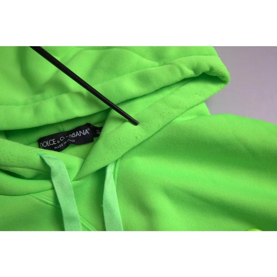 Dolce & Gabbana Neon Green Logo Pullover Hooded Sweatshirt Sweater