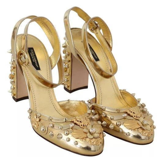 Dolce & Gabbana Gold Studs Vally Slingback Sandals Shoes LA8939-36