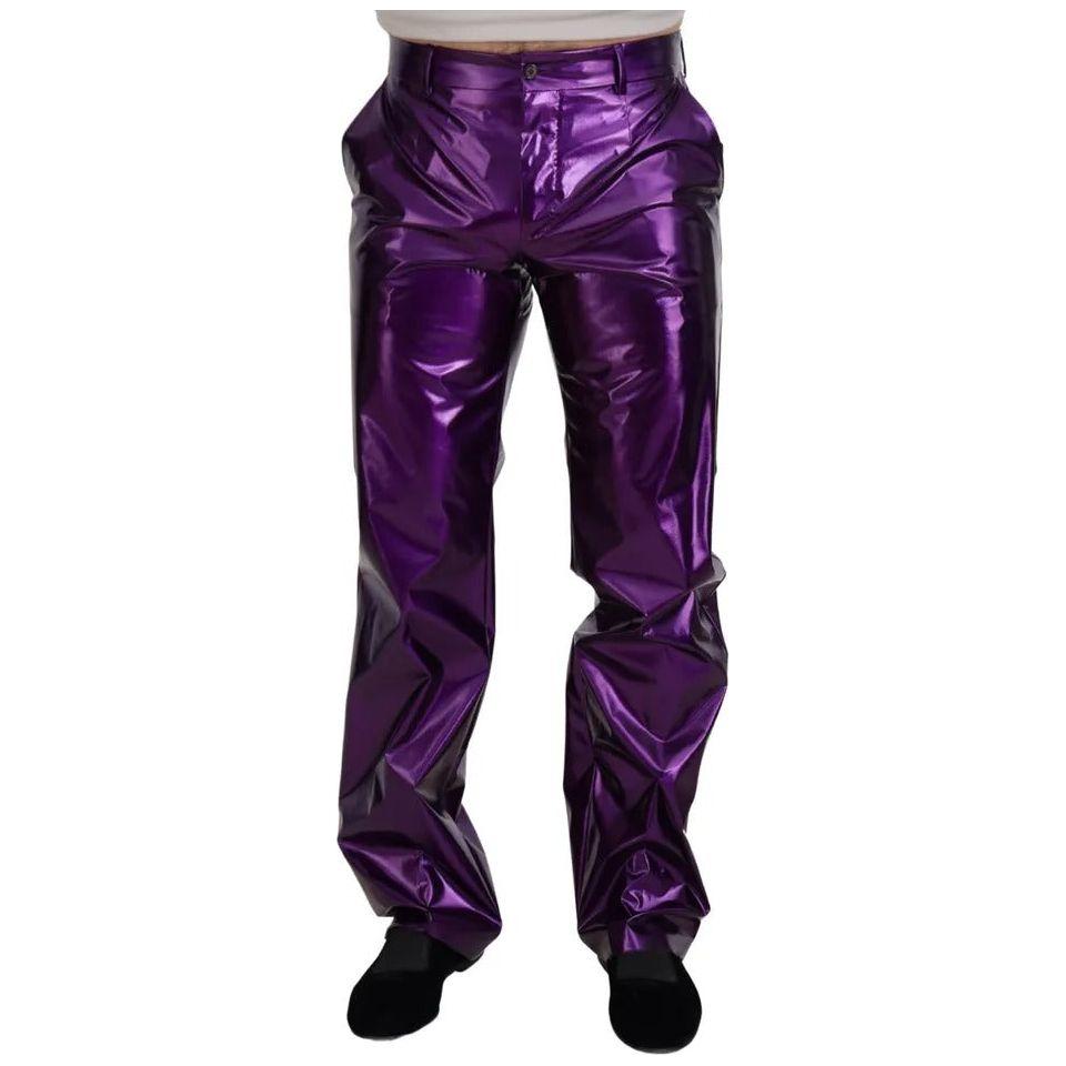 Dolce & Gabbana Purple Shining Men Casual Pants
