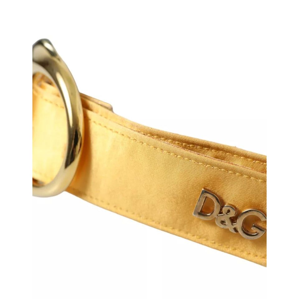 Dolce & Gabbana Gold Satin Leather Oval Metal Buckle Belt