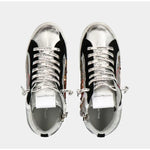 Philippe Model Elegant Gray Leather Sneakers with Sequin Details PH-10952-IT36|XXS