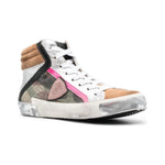 Philippe Model Army Green High-Top Sneakers with Leather Accents Philippe Model Light Gray