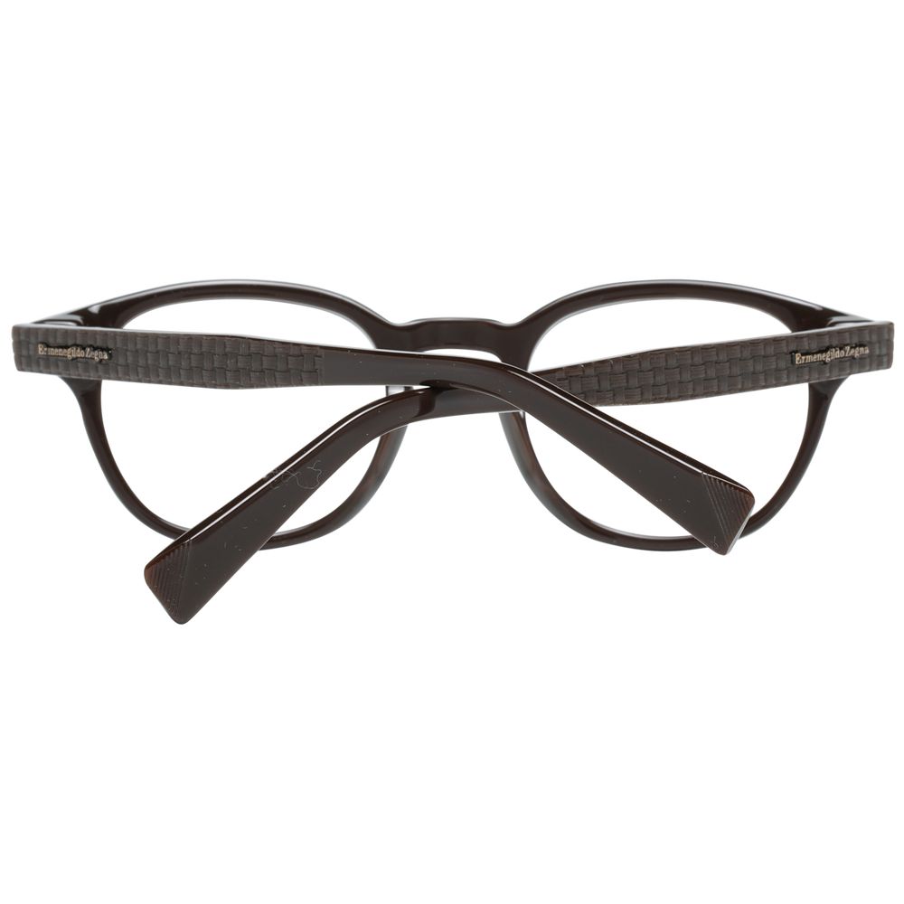 Ermenegildo Zegna Brown Men Glasses Frame, plastic full-rim with spring hinge, size 48-22-145, includes branded case.