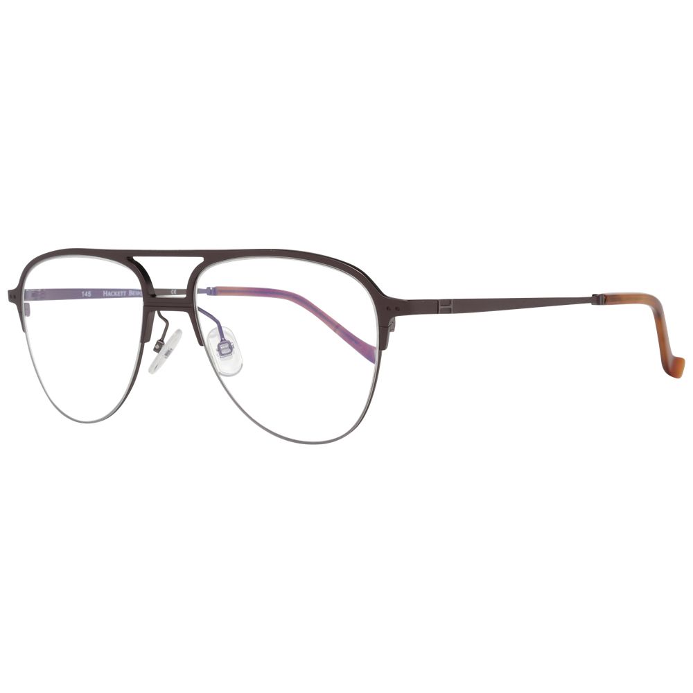 Hackett Brown Men Glasses Frame with blue-filter, metal and plastic half-rim design, brown color, size 53-17-145.