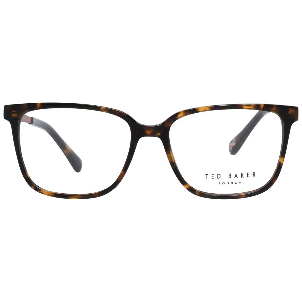 Ted Baker Brown Women Glasses Frame, square style, full-rim plastic with demo lenses, size 50-15-140, ideal for fashion-conscious women.