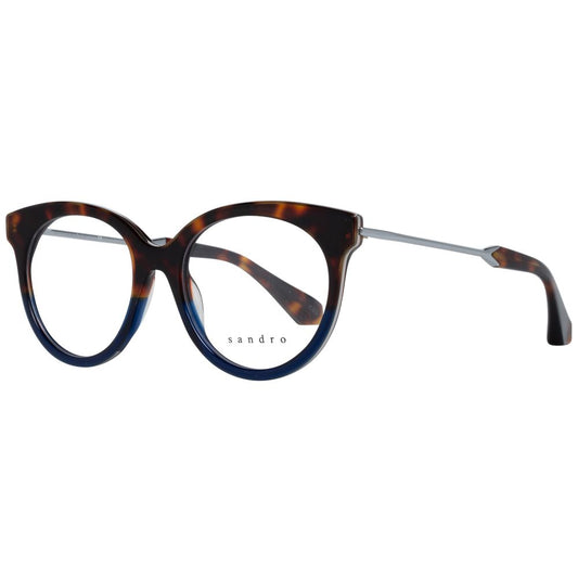 Sandro Blue Women Glasses Frame, metal & plastic, full-rim butterfly style, size 48-17-135, demo lenses included.