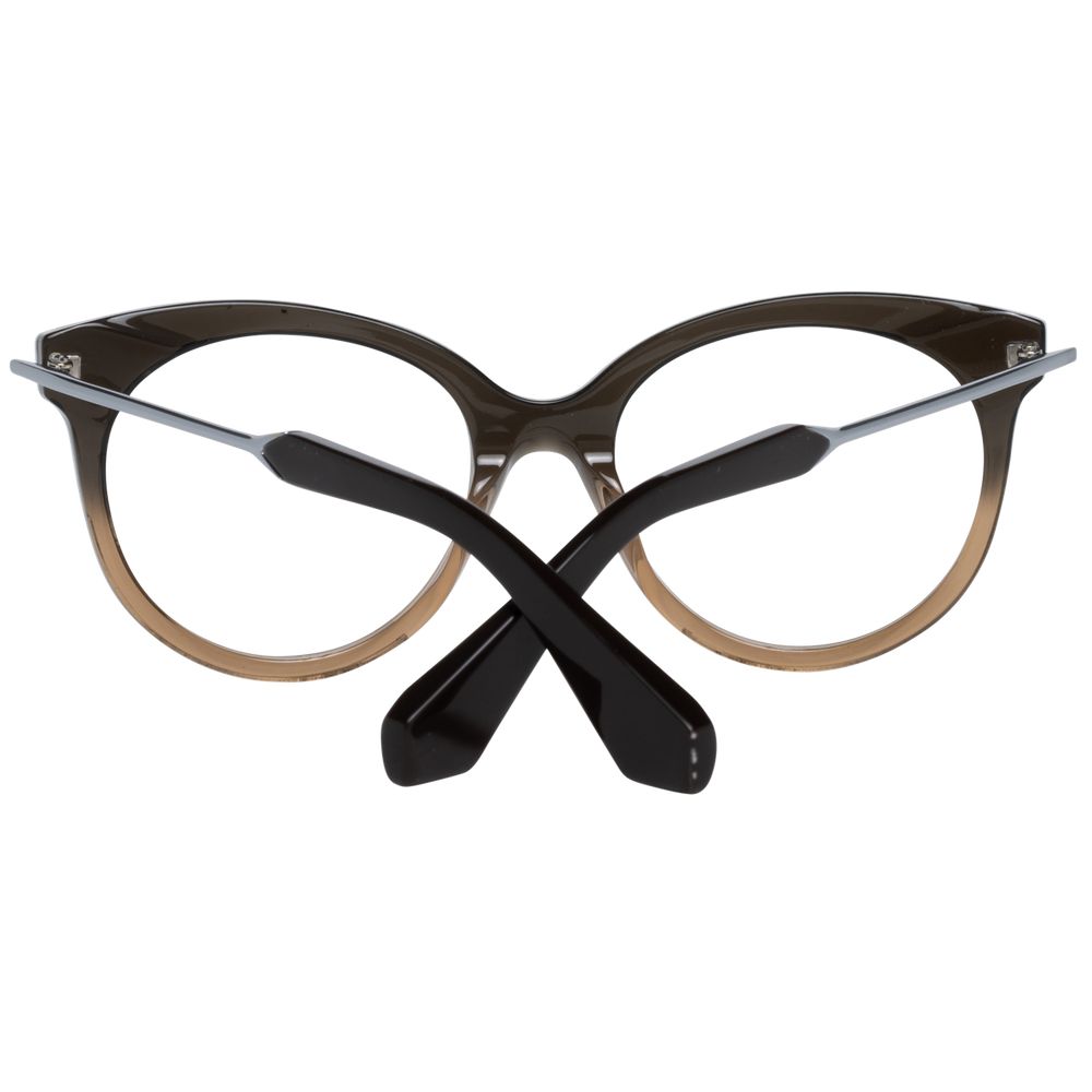 Sandro Brown Women Glasses Frame, full-rim butterfly style with metal and plastic materials. Size: 48-17-135, lens color demo glasses.