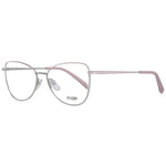 Maje Pink Women Glasses Frame, rose silver geometric full-rim metal eyeglasses with demo lenses, size 52-15-135, includes branded case.