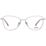 Maje Pink Women Glasses Frame, full-rim geometric design, with silver metal frame and demo lenses. Size 52-15-135, includes branded case.