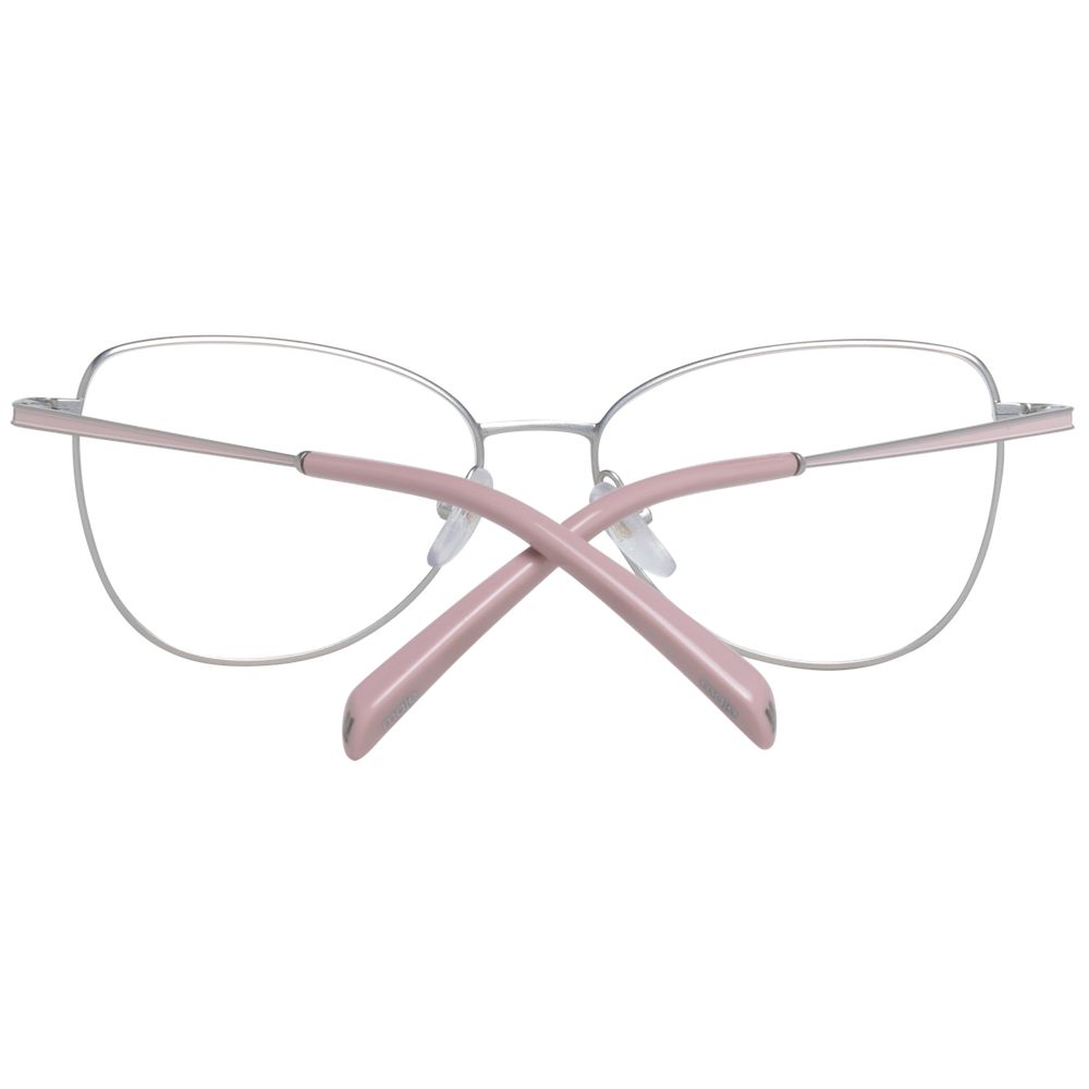 Maje Pink Women Glasses Frame, rose metallic geometric design, full-rim, demo lenses, stylish eyewear for women.