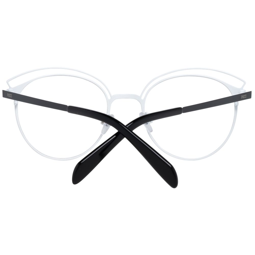 Emilio Pucci Black Women Glasses Frame featuring metal full-rim design, 49 mm lenses width, and black color frame.