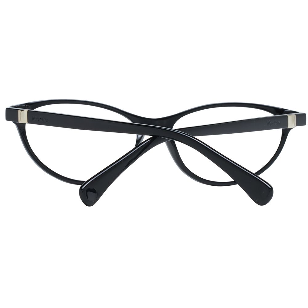 Max Mara Black Women Glasses Frame in cat eye style featuring full-rim black plastic frames, demo lenses, and 54-15-140 size dimensions.