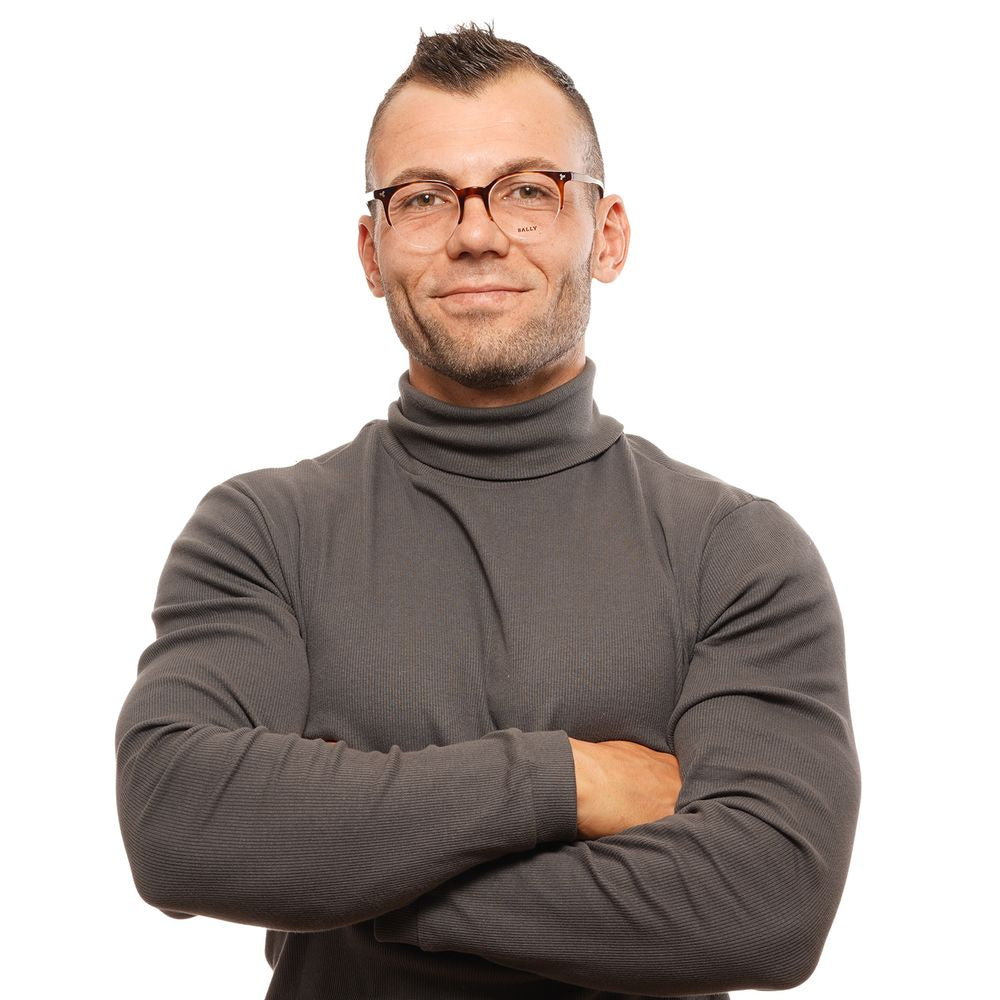 Man wearing Bally Brown Unisex Glasses Frame in a confident pose.
