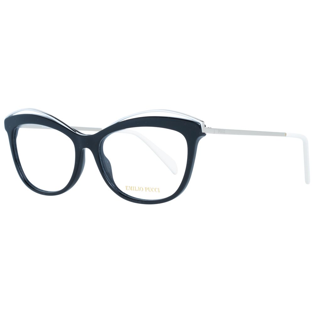Emilio Pucci Black Women Glasses Frame, multicolor metal & plastic cat eye, full-rim style 56-16-140 with demo lenses.