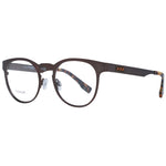 Ermenegildo Zegna Bronze Men Glasses Frame in titanium with full-rim round design, demo lenses, and branded case included.