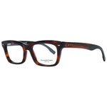 Ermenegildo Zegna Brown Men Glasses Frame in plastic, full-rim trapezium style with spring hinge, size 53-18-145, includes branded case.
