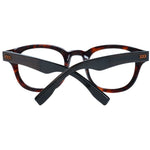 Ermenegildo Zegna Brown Men Glasses Frame in full-rim, round style with plastic lenses and frame, featuring a spring hinge.