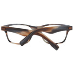 Ermenegildo Zegna Brown Men Glasses Frame in plastic with full-rim trapezium style, featuring spring hinge and case, size 53-19-145.