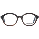 Ermenegildo Zegna Brown Men Glasses Frame full-rim round horn material with branded case, size 48-19-145.
